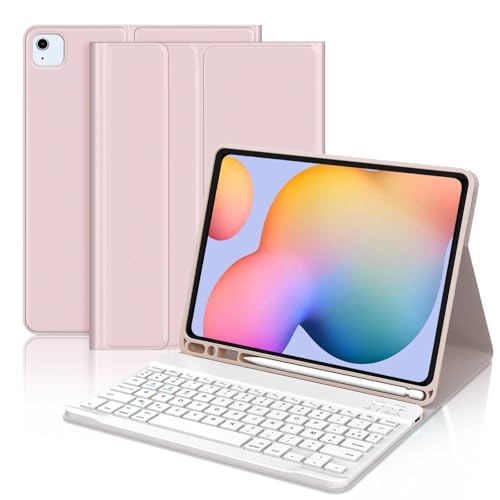 WINCHKING Funda Teclado Compatible con Samsung Galaxy S6 Lite 10.4" 2022/2020, Funda con Teclado España Ñ Retroiluminado Bluetooth (Rosa)