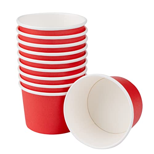 Image of Coppetta 4 Ounce Dessert Cups, 200 Disposable Ice Cream Cups - Lids Sold Separately, Heavy-Duty, Red Paper Frozen Yogurt Bowls, For Hot And Cold Foods, Perfect For Gelato Or Mousse - Restaurantware