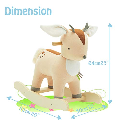 Labebe 【New Baby Rocking Horse Plush, Male Fawn Rocker Toy For Child 1-3 Years, Rocking Horse/Fawn Rocking Horse/Deer Rocker/Reindeer Rocking Horse/Riding Horse/Stuffed Animal Rocker (No Music) #TOP2