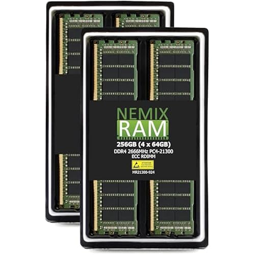 NEMIX RAM 256GB (4X64GB) DDR4 2666MHz PC4-21300 2Rx4 1.2V CL19 288-PIN ECC RDIMM Registered Server Memory KIT