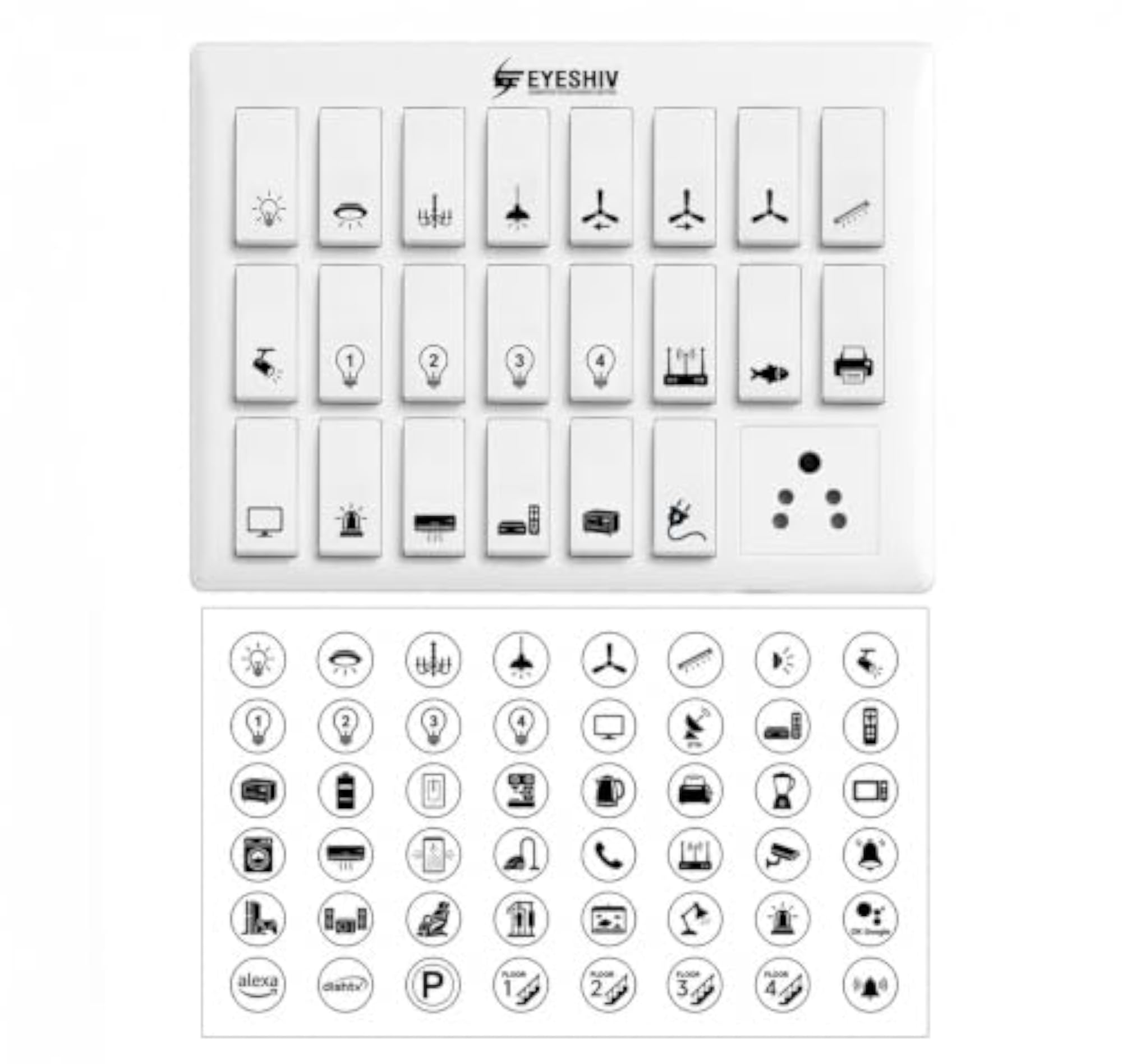 500 Waterproof Vinyl Switch Board Icon Stickers, Self-Adhesive