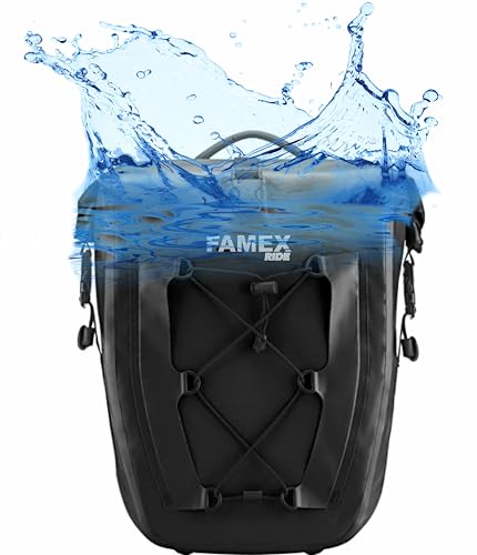 FAMEX RIDE Bike Pannier Bag 25L-32L 100% Waterproof Rear Rack Bag - Light Weight - for Rear Carrier Bike Handbag for Cycling Touring Travelling - Image 2