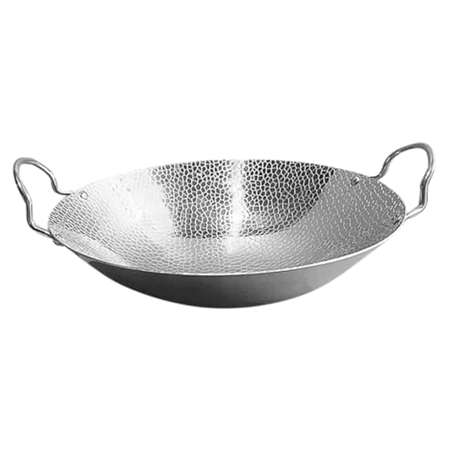 HONITANO Wok Inoxidable con Doble Asas para Cocina y Camping Olla Multifuncional para Acampar de Limpiar y Usar Compatible Tipos