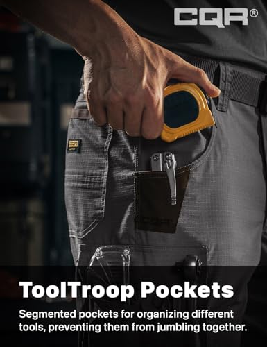 Image of CQR Men's Quick Dry Work Pants, Water Resistant Outdoor Tactical Pants, Lightweight Stretch Cargo Hiking Pants