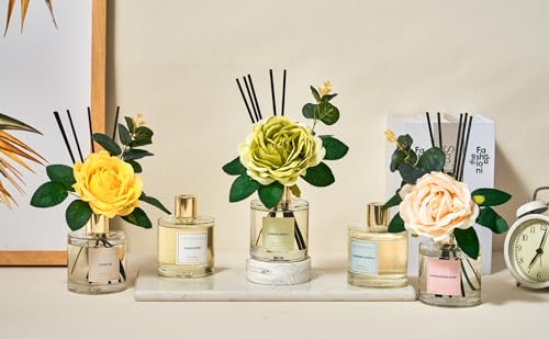 Image of Cocorina Reed Diffuser Set, Flower Reed Diffuser Cashmere Vanilla, Scented Diffuser with Sticks Home Fragrance Essential Oil for Bathroom Shelf Decor, Living Room, Large Room, Rose /6.7 Ounce /1pack