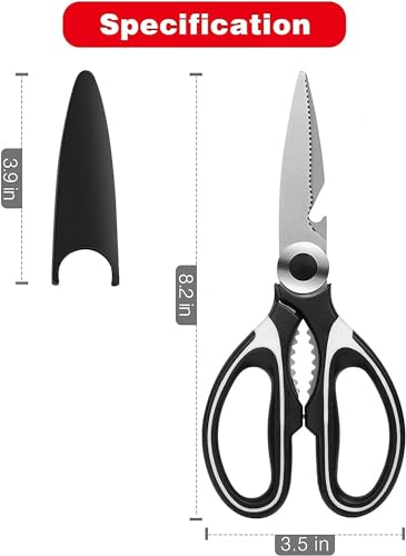 Image of VRIND'S ENTERPRISE Multi Purpose Made In Japan Kitchen Scissors, food scissors,Premium Stainless Steel Solid Kitchen Shears for Meat, Seafood, Chicken, Vegetables, Herbs, BBQ, Bottle Opener (Black)