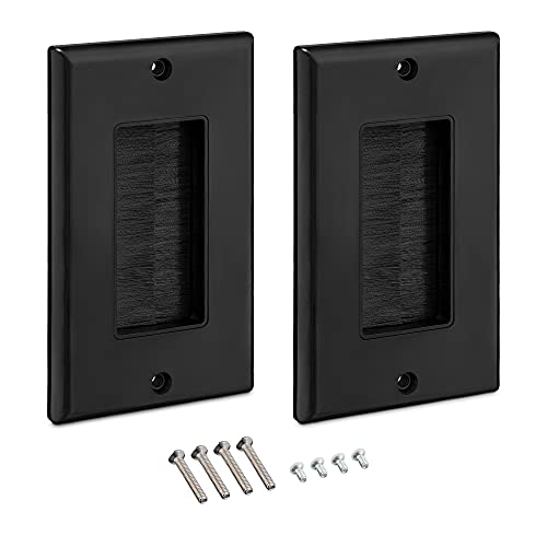 kwmobile Plaque Murale Brosse - Lot de 2X Passe-câble Murale Sortie connecteur Audio vidéo - Prise encastrable pour Passage de câble TV HDMI Hi-FI