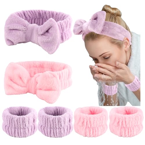 WHAVEL spa headband and wristbands set(pink&purple)