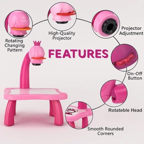 Image of Dimitra Plastic Drawing Projector Table for Kids | Trace & Draw with Light-Music | Smart Projector Sketcher Desk | Learning Projection Painting Machine for Boy Girl 3 + Years Old (Multicolour)