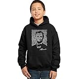 LA POP ART Boy's Word Art Hooded Sweatshirt - ABRAHAM LINCOLN - GETTYSBURG ADDRESS Black
