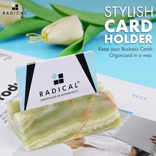 Radicaln Marble Business Card Holder Green Onyx 4\" Handmade Card Holder For Office Desk - Perfect For ID Card Holder & Credit Card Holder - Desk Organizer, Small Business Supplies
