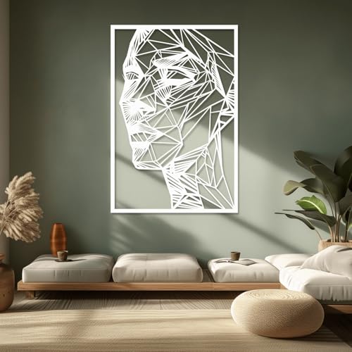 XXQ Woman Face Wall Mount Metal Sculpture - Elegant Black and White Metal Wall Art for Living Room, Bedroom, and Home Décor (White, 32" x 48" / 81 x 121cm) - Image 4