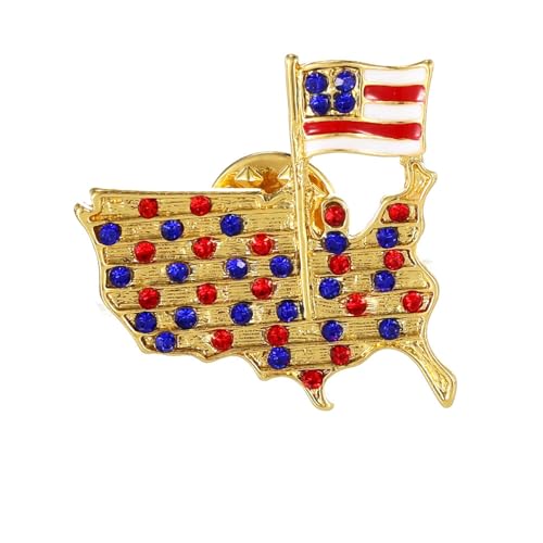 Image of Rhinestone Brooch Pins for Women, Vintage Crystal Enamel Brooches, American Flag Pin Patriotic Lapel Pins Gift for Suit Clothes Bag Accessories