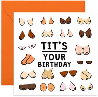 Central 23 Happy Birthday Card for Women - 'Tit's Your Birthday!' - Funny Greeting Cards for Her - Bday Gift for Friends Girlfriends Best friend - Comes With Fun Sticker