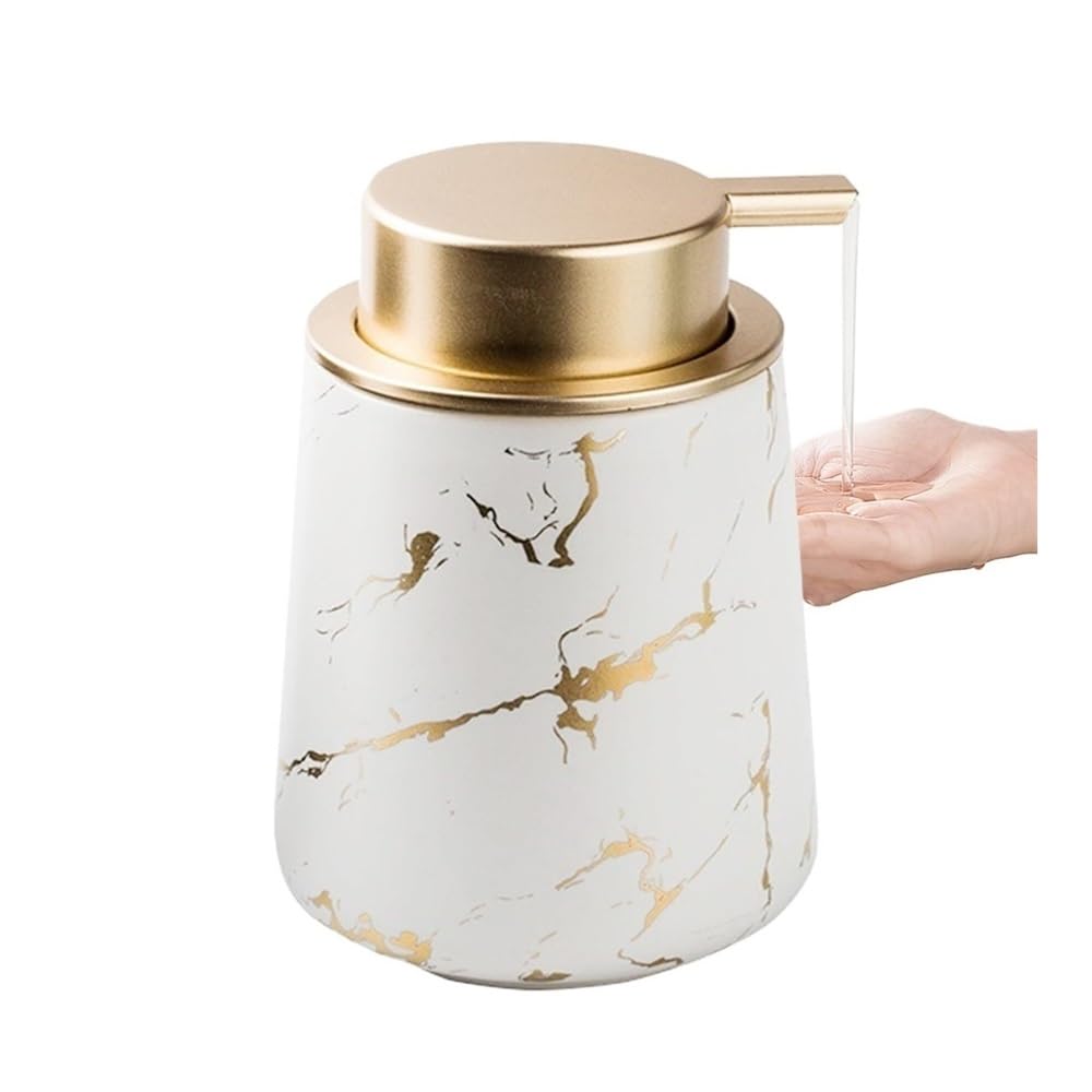 Dozownik mydła łazienkowego Dozownik mydła do łazienki - 400 ml, matowy, marmurowy, ceramiczny, do blatu Dozowniki łazienkowe