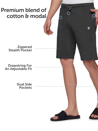 Image of XYXX Men's Ace Cotton Regular Fit Solid Shorts with Side Pockets and No Marks Waistband