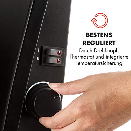 Klarstein Gotland- Heizgerät, Heizkörper, Glaskonvektor, 3 Heizstufen: 600, 900 und 1500 Watt, Standgerät, Thermostat, integrierte Temperatursicherung, Standfüße, schwarz-3