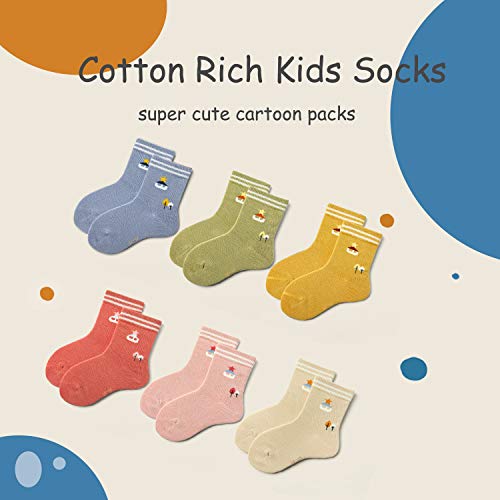 HowJoJo Boys Cotton Crew Socks Kids Seamless Toe Socks Colorful Athletic Quarter Socks2