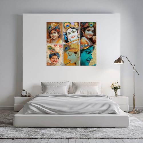 Image of SiddArtify Little Krishna Art Print Set - Sticker - 8x12 Inch - Pack of 6 Wall Room Decoration art Poster Prints