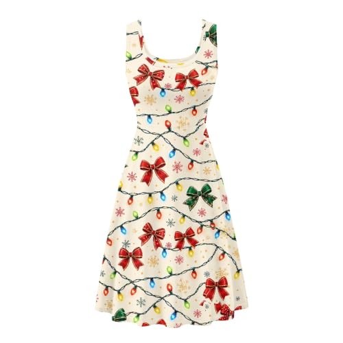 Image of TOADDITDO Women's Sleeveless O Neck Beach A-Line Party Coctail Tank Dresses Flared Sundress