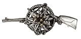 2,0 x 4,9 cm Schnabel-Schmuck Herren-Brosche Jagdabzeichen Gämse + Seil + Edelweiß Messing - 001185/V178