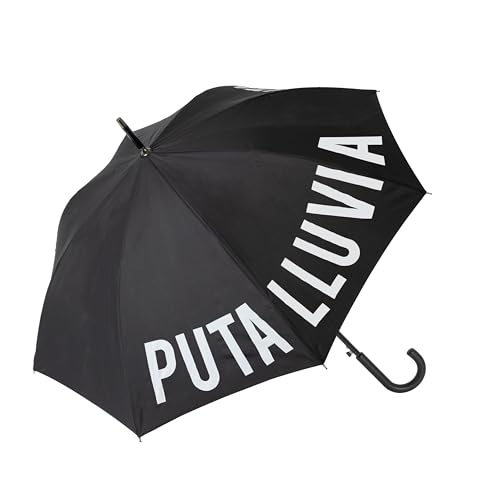 Fisura – Paraguas grande. Paraguas juvenil. Paraguas automático con botón. Paraguas resistente estampado. 106 centímetros de diámetro. (P*ta lluvia, negro)