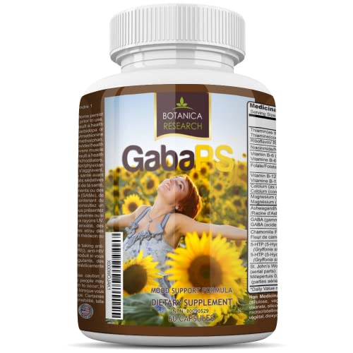Botanica GabaPS: with GABA, Ashwagandha - Mood Support Formula for Stress Reliever and Panic Relief ::Mood Enhancer, Relaxation and Stress Reduction Pills Supplement 60 Capsules