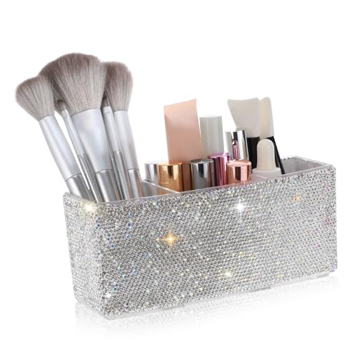 Boîte à compartiments strass Homoyoyo pour trier cosmétiques et stylos rapidement