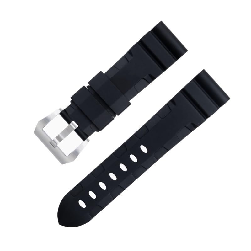 Panerai strap caoutchouc FKM noir 24mm pour montre de sport et de plongée cadran 44mm