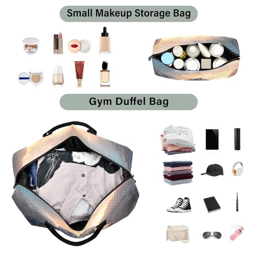 Large Travel Duffel Bag, Truck Standing Sports Tote Gym Bag, Shoulder Weekender Overnight Bag for Women Men, Carry On Luggage with Toiletry Bags4