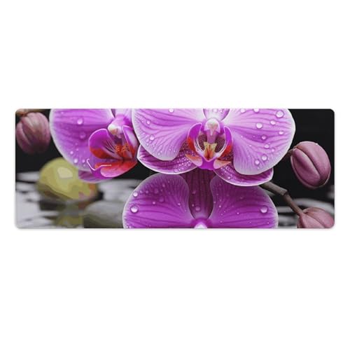Tapis de souris grande taille orchidée violette contre les glissements