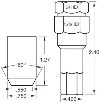 Black Tuner Acorn 12x1.25 Lug Nut Kit 24 Pc Set with Key