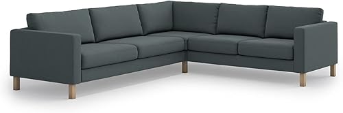 Miniatura 7 de Funda de sofá Karlstad resistente y duradera de repuesto para sofá IKEA Karlstad, funda de sofá esquinero Karlstad (poliéster azul marino)