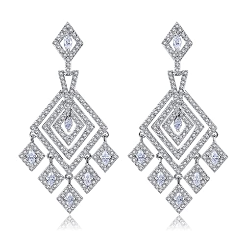 Boucles d'oreilles losange en argent avec zircons pour femme
