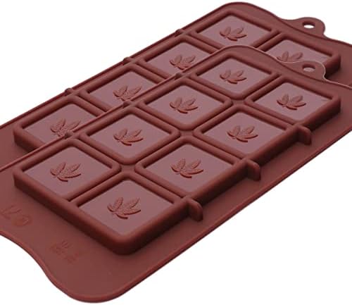 PJ BOLD Marijuana Leaf Chocolate Bar Silicone Candy Mold Trays, 2 Pack