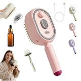 Electric Steam Brush,Detangling Steam Brush for Natural Hair,2-in-1 Misting Hair Brushwith Water Spray, Vibrating Scalp Massager Comb, Anti-Frizz USB-C Rechargeable Hair Care Tool (Pink)
