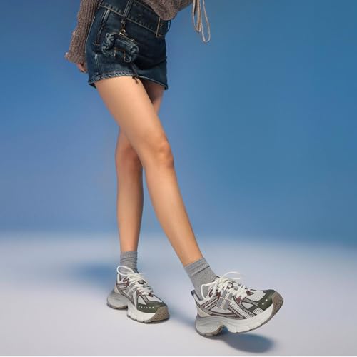 Image of BEAU TODAY Chunky Sneakers for Women, Womens Fashion Sneakers, Lightweight Leather Sneakers for Women, Comfortable Casual Lace-Up Breathable Dad Shoes