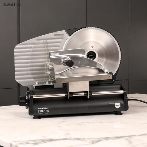 Miniatura 3 de Elma Cortafiambres Eléctrico Cfd220 Xl Con Dos Cuchillas De Acero Inoxidable Ø220 Mm Cortadora De Fiambre Doméstica Ajustable 0-15 Mm, Potente, Segura Y Fácil De Limpiar