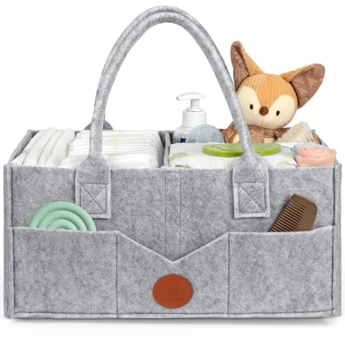 Maliton - Maliton Panier Rangement Bébé Portable en Feutre avec Poignée Compartiments Détachables, Pour la table à langer ou la chambre du bébé, Pour les couches, lingettes et inserts, Gris - -10%