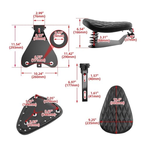 Asiento individual de moto con absorción de impactos para custom 3