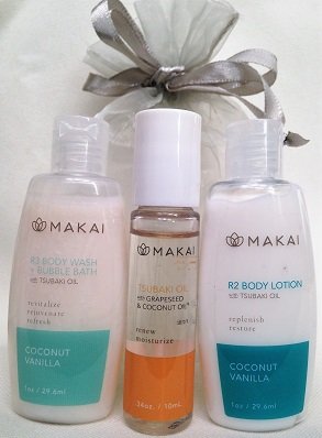 Gift/ Mini set Coconut Vanilla Lotion, Tsubaki, Bodywash 1 oz in Organza Bag