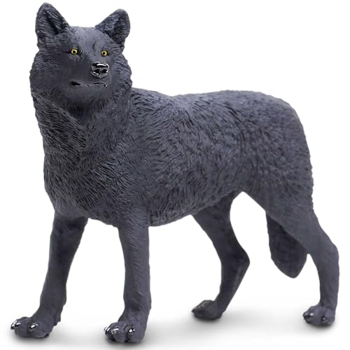 Figurine loup noir Safari Ltd de 13.4cm pour les enfants dès 3 ans