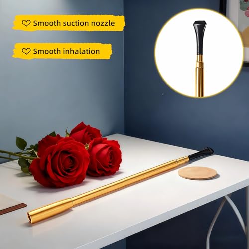Vintage Stretchable Cigarette Holder for Costumes&Photoshoots|Audrey Inspired Retro Metal Smoking Prop | Adjustable-Length Gold Cigarette Accessory for Parties,Role Play&Artistic Photography (Gold) - Thumbnail 6