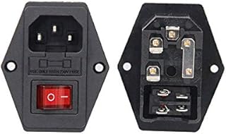 RuoFeng 2 Pcs 3 Pin IEC320 C14 Inlet Module Plug 5A Fuse Switch Male Power Socket 10A 250V for Lab Equipment, Medical Devices