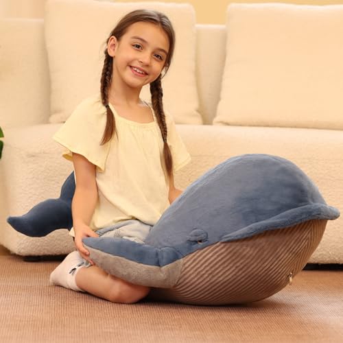 Image of Tezituor 43.3 inch Giant Whale Stuffed Animal, Large Realistic Blue Stuffed Whale Plush Ocean Toys Gift for Christmas Birthday, Hugging 4ft Soft Whale Plush Body Pillow for Girls Boys