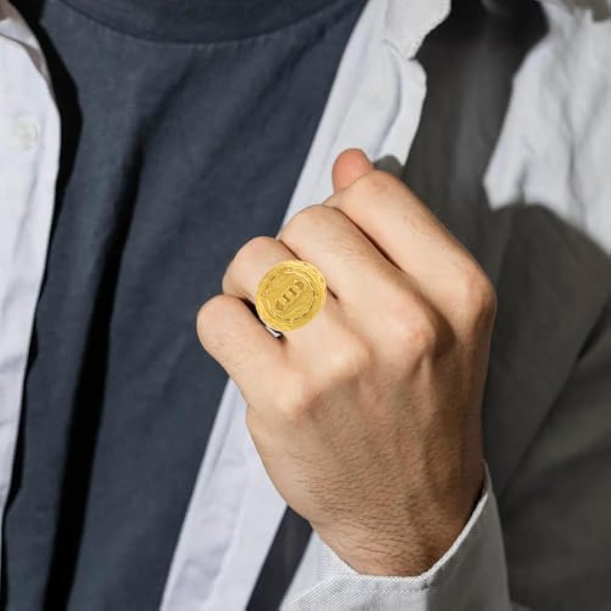 Brass 24KT Micron Gold Plated Handmade Finger Ring