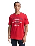 TOM TAILOR Camiseta para Hombre con Logotipo Estampado de algodón, 12830 - Samba Red, M