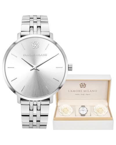 Montre femme pour briller en soirée avec coffret rose éternelle