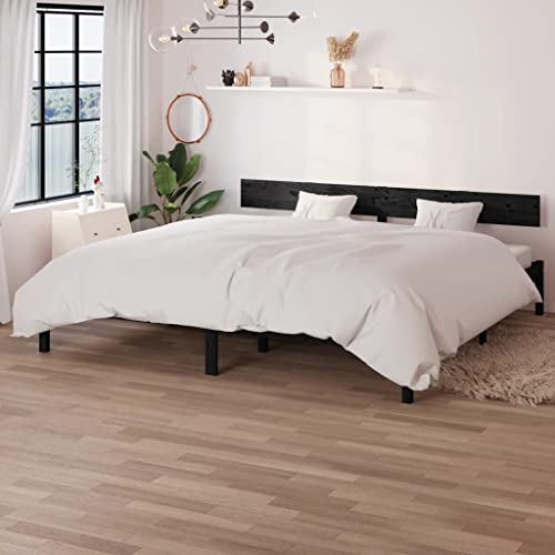 Lumanois Estructura de Cama Doble sin colchón Madera Maciza Negro,Mobiliario,Camas y somieres,24.78kg-810166