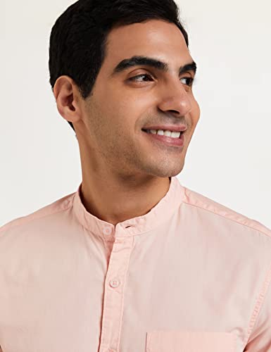 Image of Amazon Brand - Symbol Men's Cotton Shirt | Chinese Collar | Casual | Plain | Full Sleeve | Summer - Regular Fit (Available in Plus Sizes)